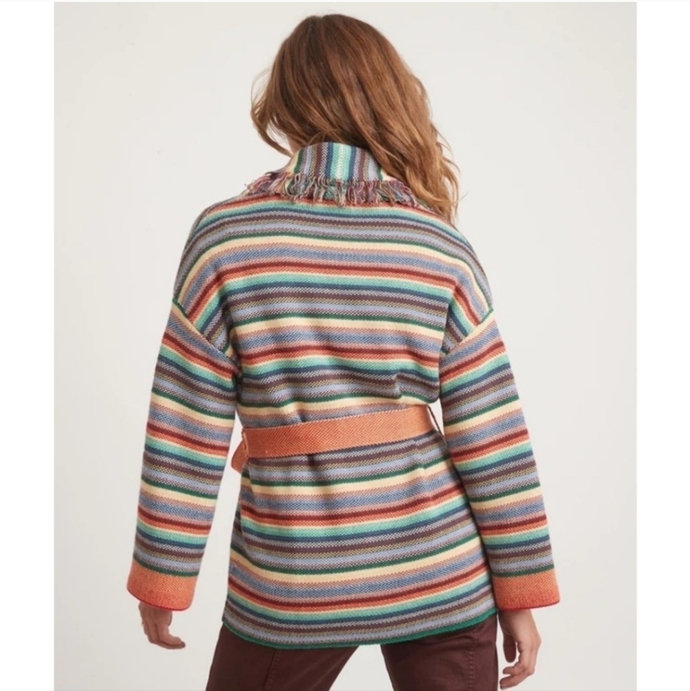 Marine Layer, Alamere, Long Fringe Cardigan, Multi Stripe, Size Medium - Picture 4 of 7